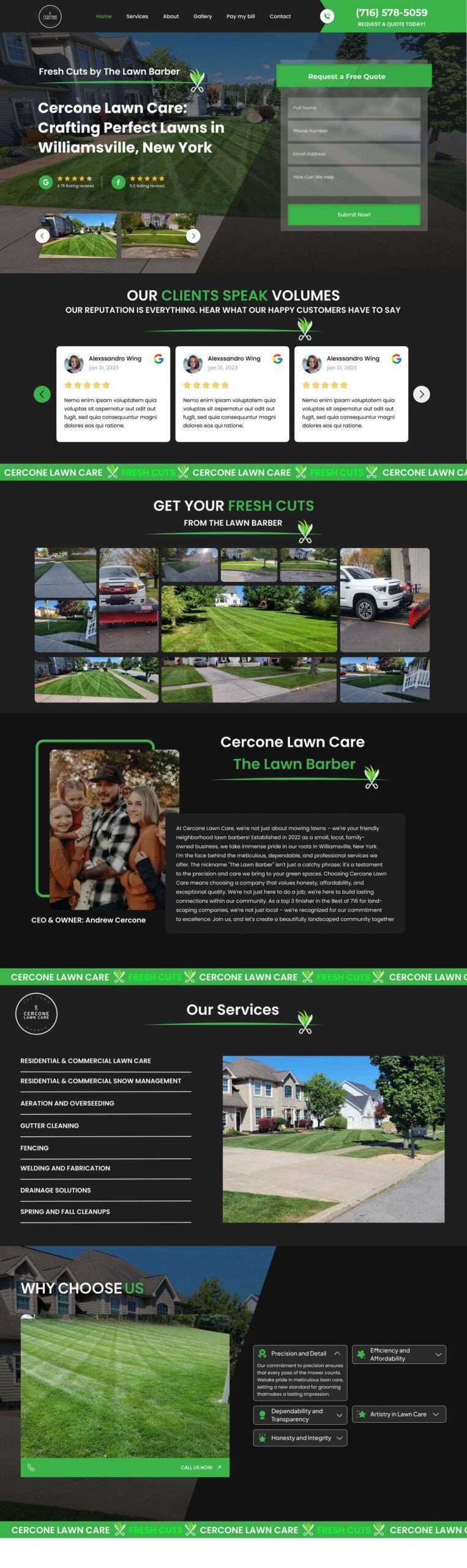 Cercone Lawn Care website