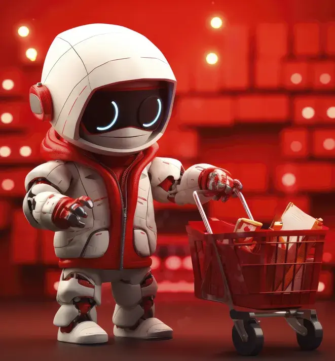 Robot with shopping cart